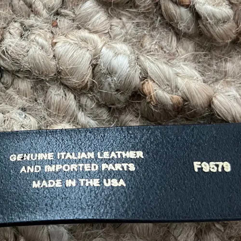 J.Crew Italian Leather Belt Black Gold Buckle Size S Made in USA Classic EUC